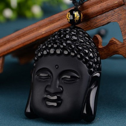 Obsidian Buddha Head Pendant