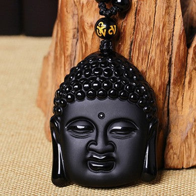 Obsidian Buddha Head Pendant