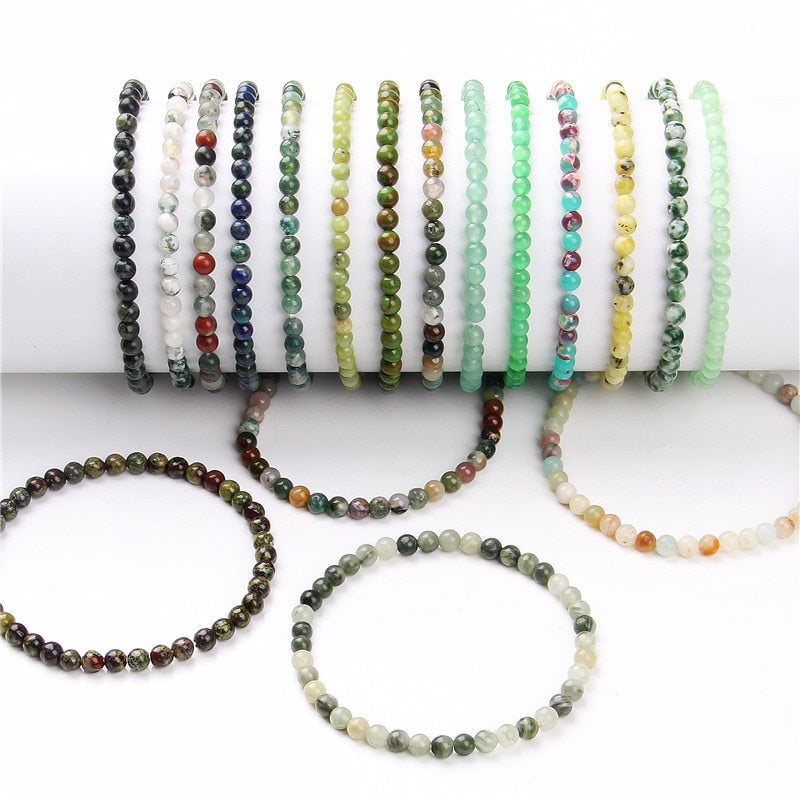 4mm Chakra Beads Energy Bracelet Natural Round Agates Onyx Stone Stretch Bracelet