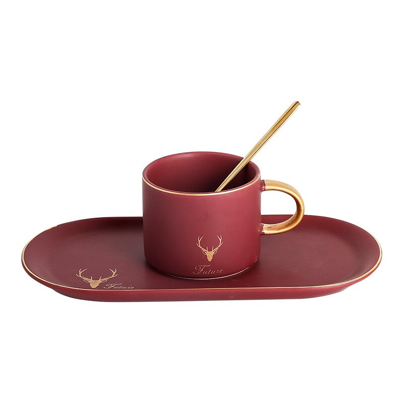 Nordic Bone china coffee cup set with Spoon freeshipping - Mandala Bloom