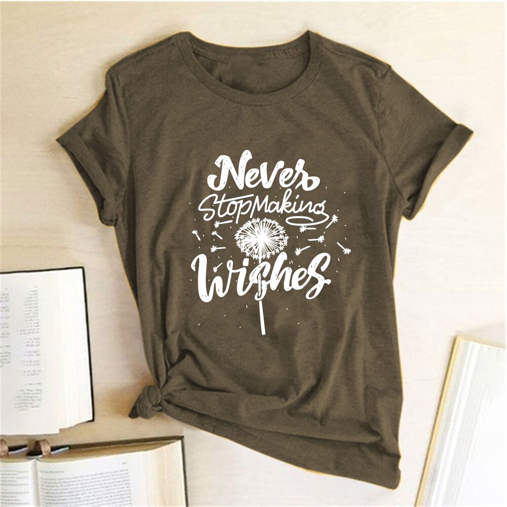 Never Stop Making Wishes Dandelion Print T-shirt freeshipping - Mandala Bloom