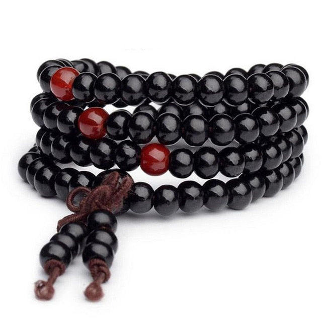 6mm Natural Sandalwood Buddhist Buddha Meditation Mala Bead Bracelet