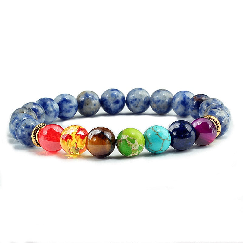 Natural Stone 7 Chakra Bracelet Men Black Lava Healing Balance Beads Reiki Buddha Prayer Yoga Bracelets for Women pulseira freeshipping - Mandala Bloom