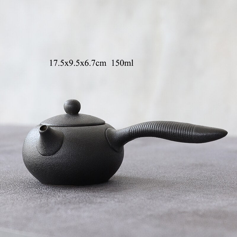 Black crockery ceramic teapot kettle & tea cups porcelain traditional Chinese tea set freeshipping - Mandala Bloom