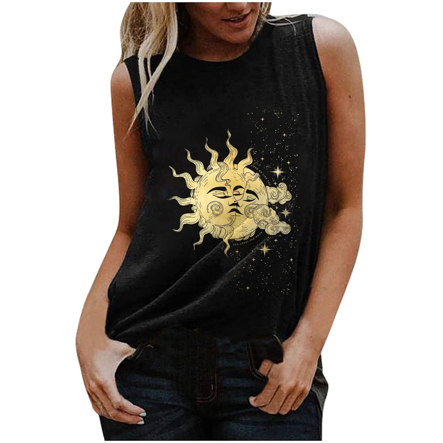 Sun Moon Star Print Tank