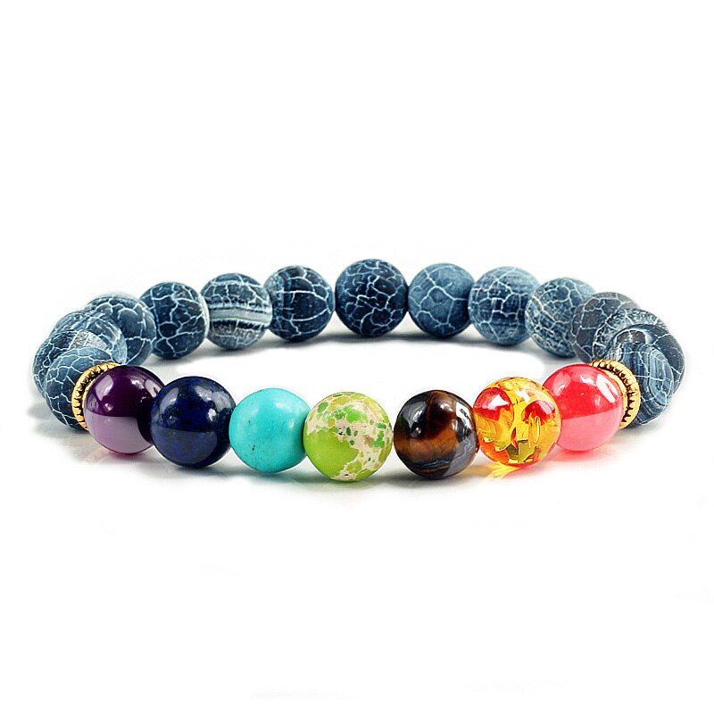 Natural Stone 7 Chakra Bracelet Men Black Lava Healing Balance Beads Reiki Buddha Prayer Yoga Bracelets for Women pulseira freeshipping - Mandala Bloom