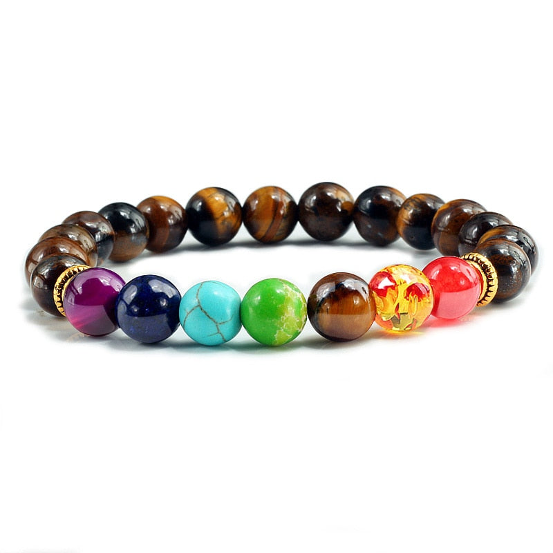 Natural Stone 7 Chakra Bracelet Men Black Lava Healing Balance Beads Reiki Buddha Prayer Yoga Bracelets for Women pulseira freeshipping - Mandala Bloom
