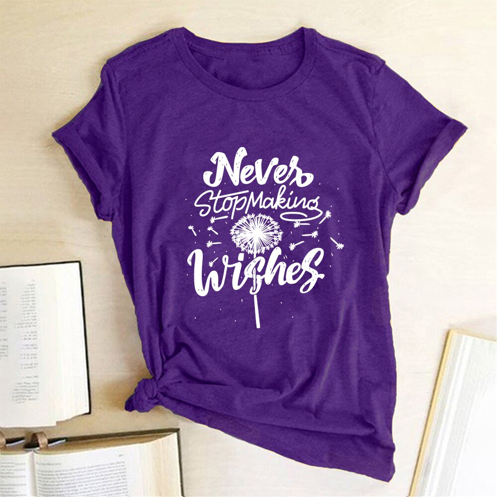Never Stop Making Wishes Dandelion Print T-shirt freeshipping - Mandala Bloom