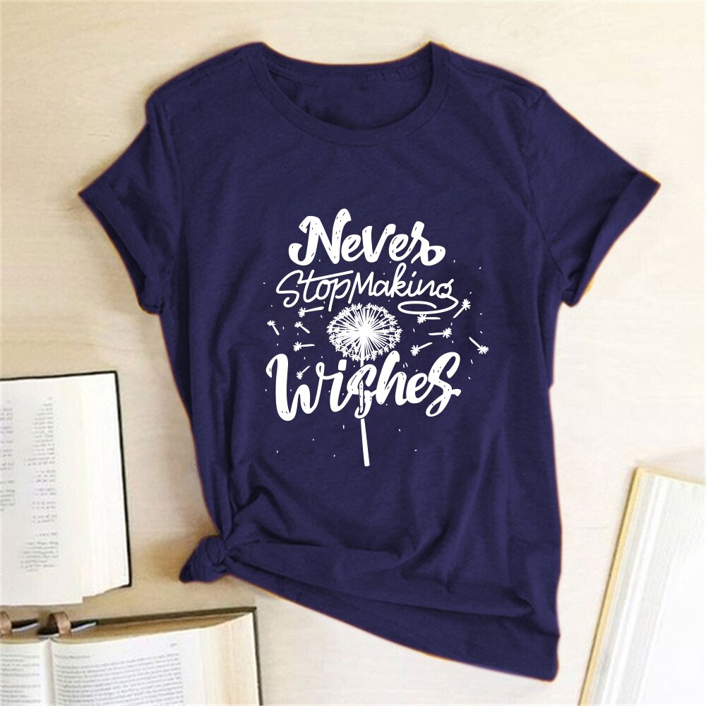 Never Stop Making Wishes Dandelion Print T-shirt freeshipping - Mandala Bloom