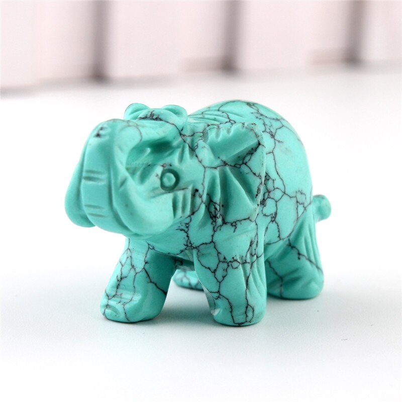 Opal Opalite Tiger eye Elephant Natural stone carved 1.5inch Figurine Chakra Bead Healing Crystal Reiki Feng Shui Free Pouch freeshipping - Mandala Bloom
