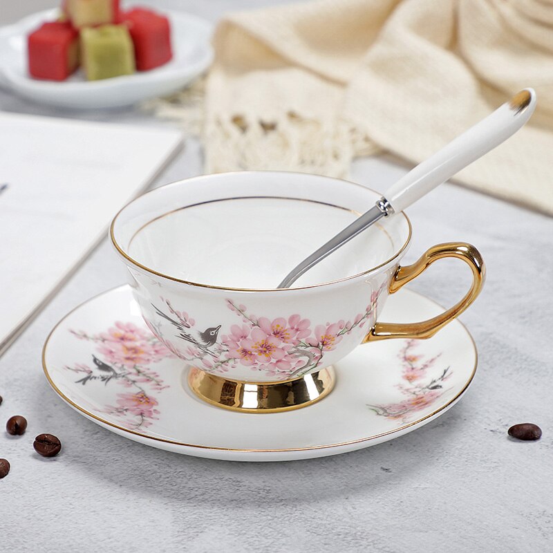 Fine Porcelain Tea Cups And Saucers High-Grade Bone China Coffee Cup and Spoon freeshipping - Mandala Bloom