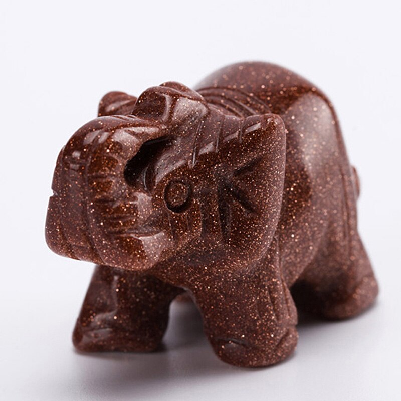Opal Opalite Tiger eye Elephant Natural stone carved 1.5inch Figurine Chakra Bead Healing Crystal Reiki Feng Shui Free Pouch freeshipping - Mandala Bloom