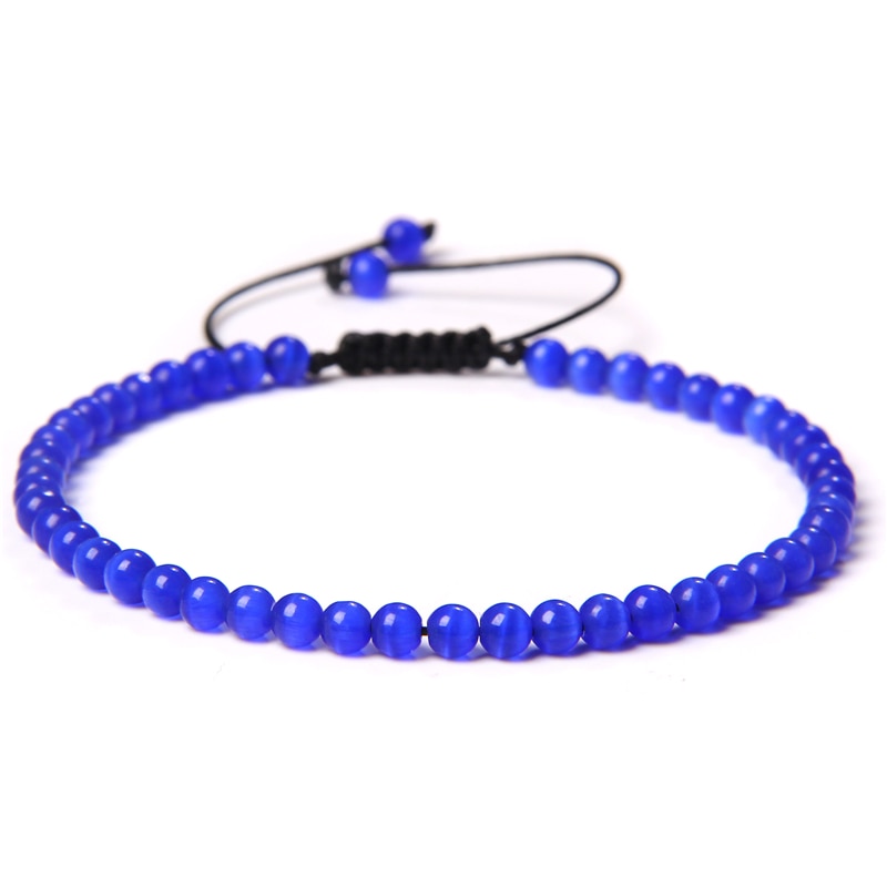 Adjustable 4MM Stone Beads Bracelet