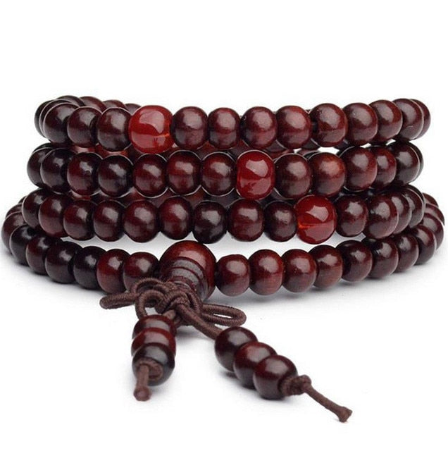 6mm Natural Sandalwood Buddhist Buddha Meditation Mala Bead Bracelet