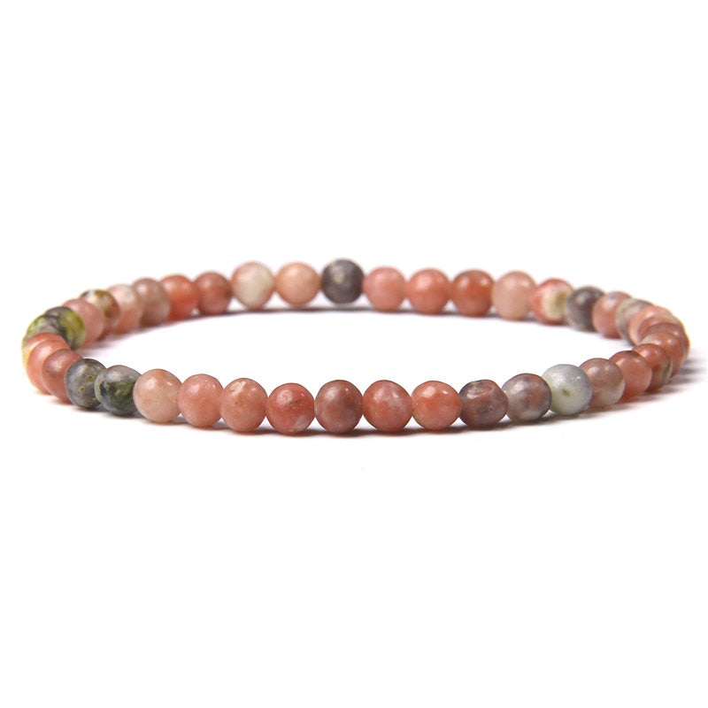 4mm Chakra Beads Energy Bracelet Natural Round Agates Onyx Stone Stretch Bracelet