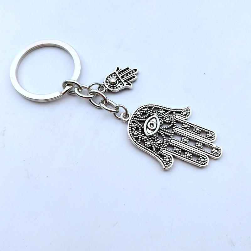 Eye Sliver Plated keyring Hamsa Fatima Hand Alloy Keychain