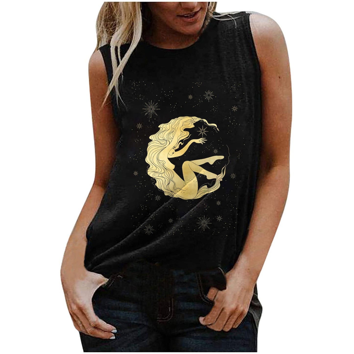Sun Moon Star Print Tank