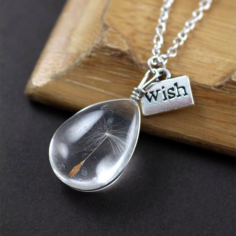 Women Necklace Dandelion Glass Ball Pendant Necklace