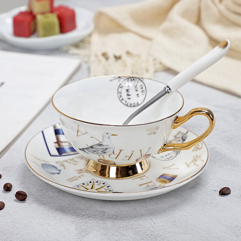 Fine Porcelain Tea Cups And Saucers High-Grade Bone China Coffee Cup and Spoon freeshipping - Mandala Bloom