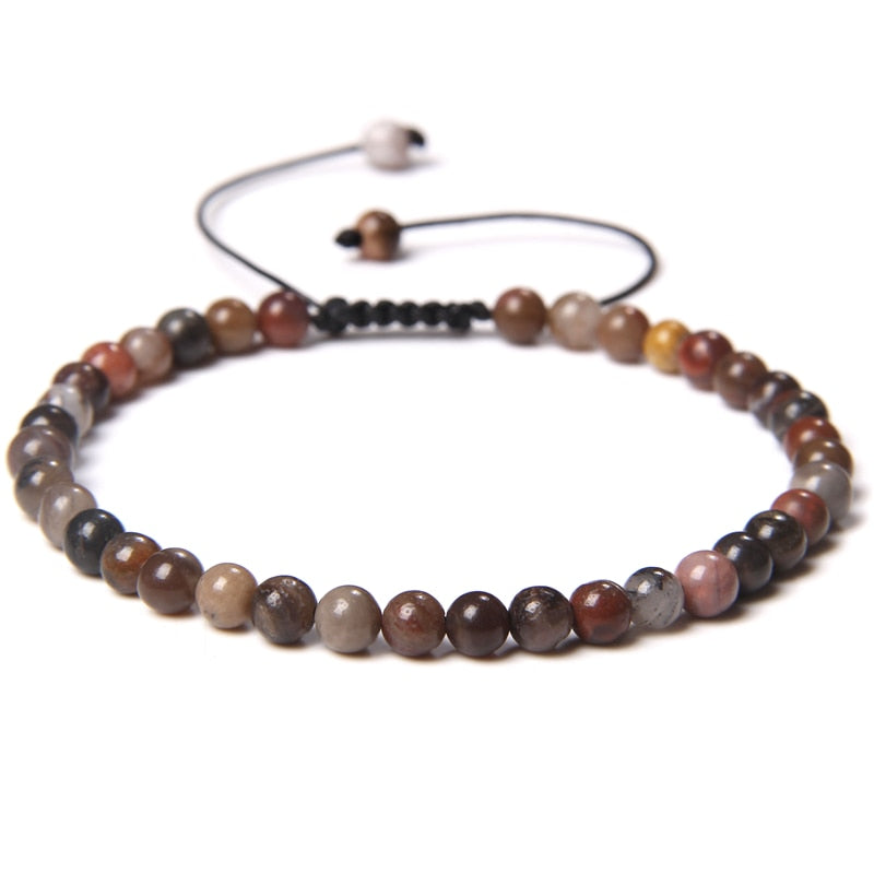 Adjustable 4MM Stone Beads Bracelet