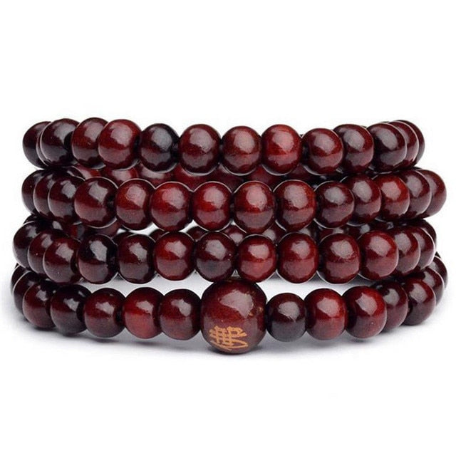 6mm Natural Sandalwood Buddhist Buddha Meditation Mala Bead Bracelet
