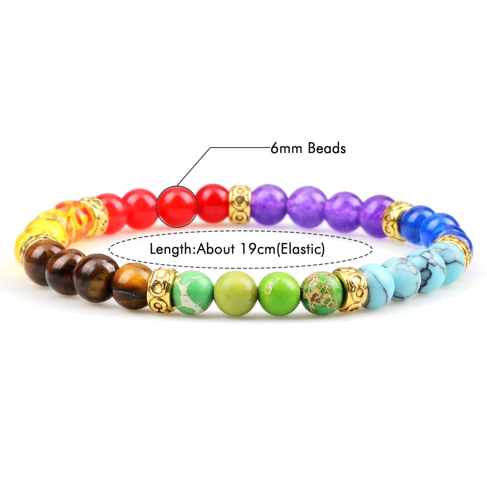 Reiki 7 Chakra Healing Bead Bracelet Natural Stone Mala Pendant Buddha Balance Bracelets for Women Men Yoga Jewelry Dropshipping