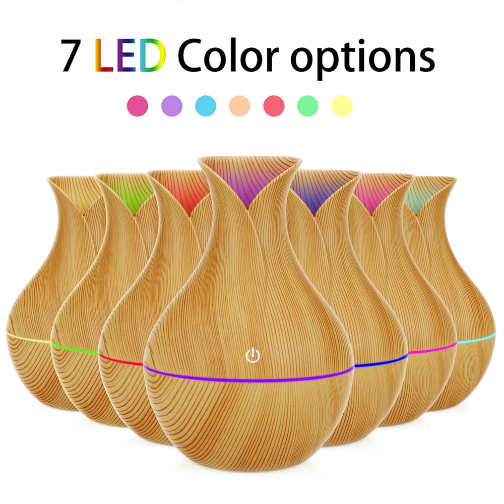 USB Wood Grain Essential Oil Diffuser Ultrasonic Air Humidifier Household Aroma Diffuser Aromatherapy Mist Maker with Light freeshipping - Mandala Bloom