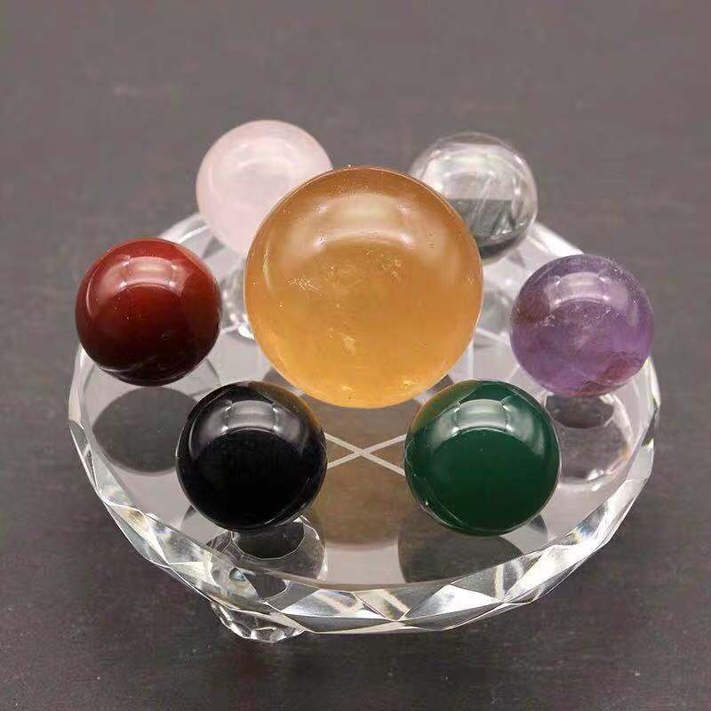 Natural quartz crystal ball seven star array crystal ball reiki meditation crystal decorated chakra healing crystal set freeshipping - Mandala Bloom