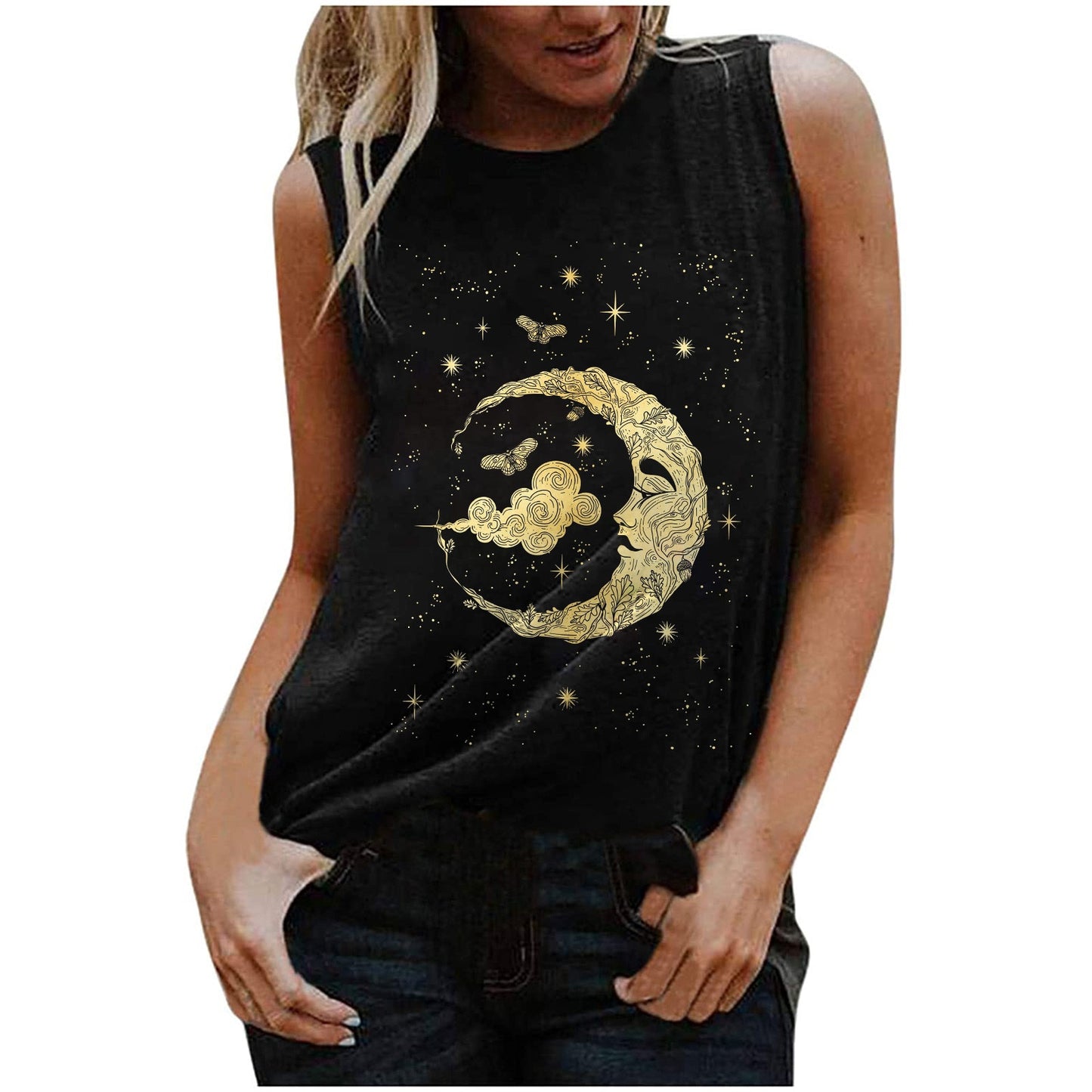 Sun Moon Star Print Tank