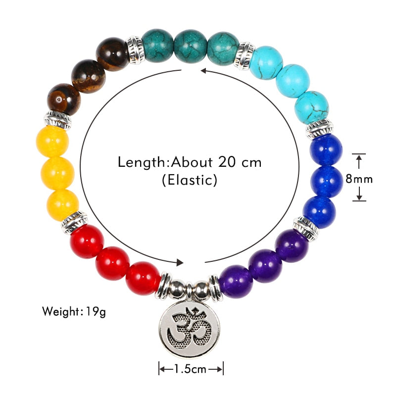 Reiki 7 Chakra Healing Bead Bracelet Natural Stone Mala Pendant Buddha Balance Bracelets for Women Men Yoga Jewelry Dropshipping