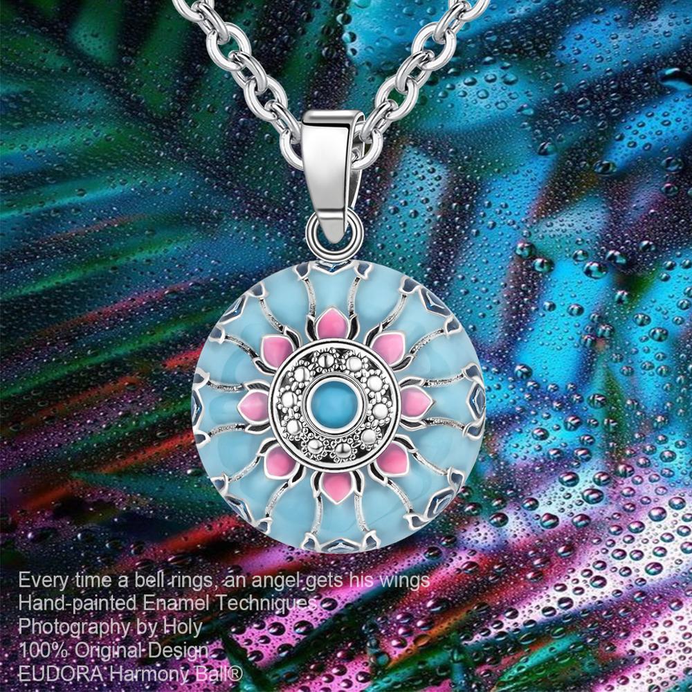 Eudora Blue Pink Lotus Harmony ball necklace Music Mexican Ball for Baby Mom Maternity Jewelry spiritual yoga Elegant Pendant freeshipping - Mandala Bloom