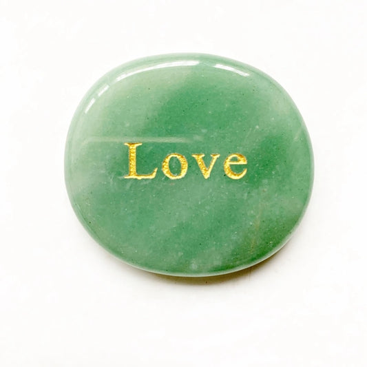 Natural Green Aventurine Palm Stone Inspired Words Motivational Quotes Letters Power Palmstone Gold Spiritual Healing Stones 1pc freeshipping - Mandala Bloom