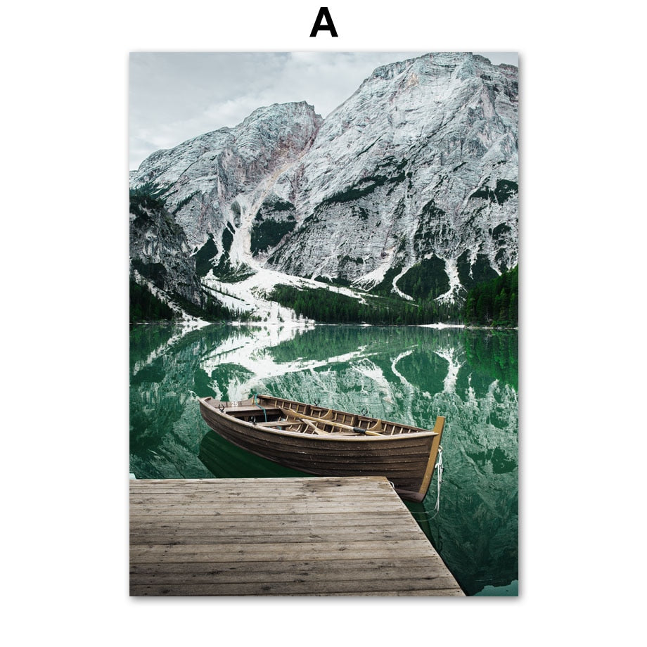 Green Lake Mountain Canvas Wall Art freeshipping - Mandala Bloom