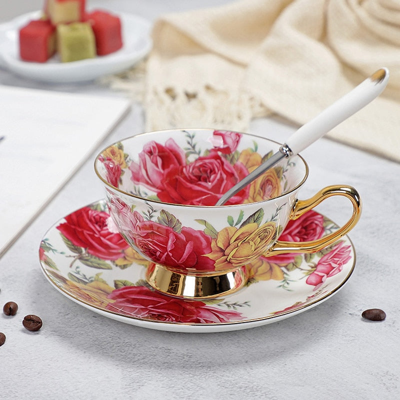 Fine Porcelain Tea Cups And Saucers High-Grade Bone China Coffee Cup and Spoon freeshipping - Mandala Bloom