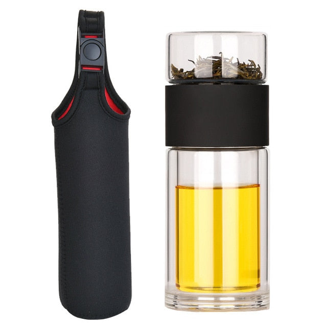 Portable Double Wall Glass Tea Mug Coffee Travel Cup Infuser Drink Bottle Tumbler Drinkware Eco-Friendly freeshipping - Mandala Bloom