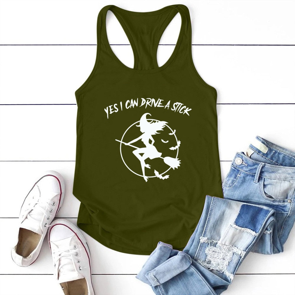 Yes I Can Drive A Stick witch print tank