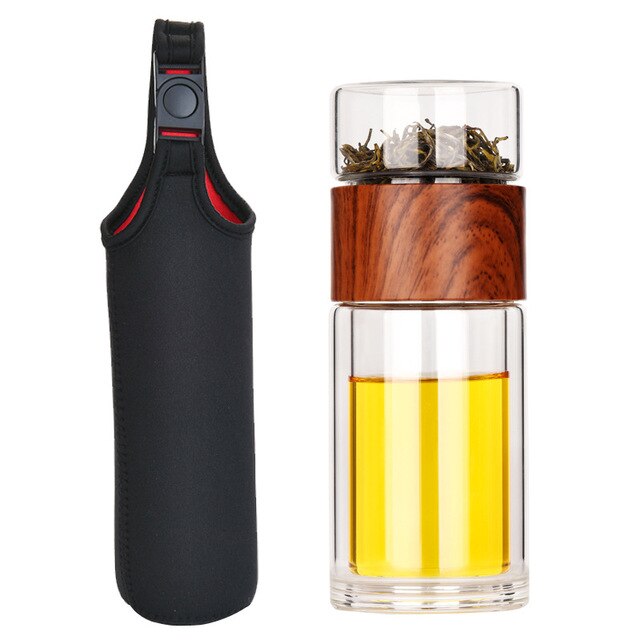 Portable Double Wall Glass Tea Mug Coffee Travel Cup Infuser Drink Bottle Tumbler Drinkware Eco-Friendly freeshipping - Mandala Bloom