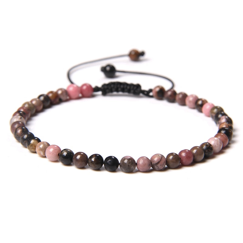 Adjustable 4MM Stone Beads Bracelet