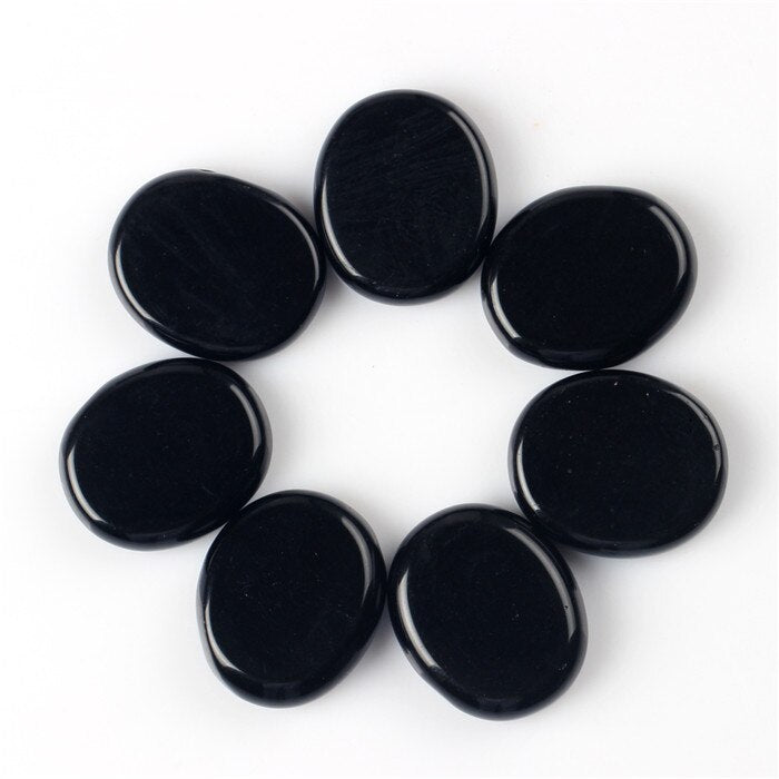 Assorted 7 pieces/lot Palm stone Opal natural Crystal Reiki Healing Tiger eye Pink Quartz Black obsidian Chakra Free pouch freeshipping - Mandala Bloom
