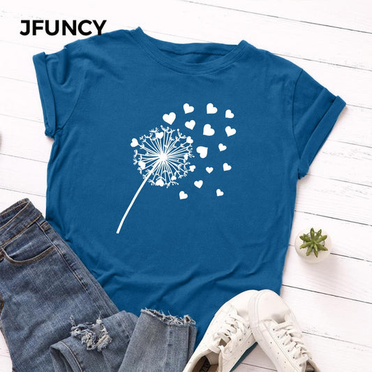Cotton Dandelion Print Tee Short Sleeve freeshipping - Mandala Bloom