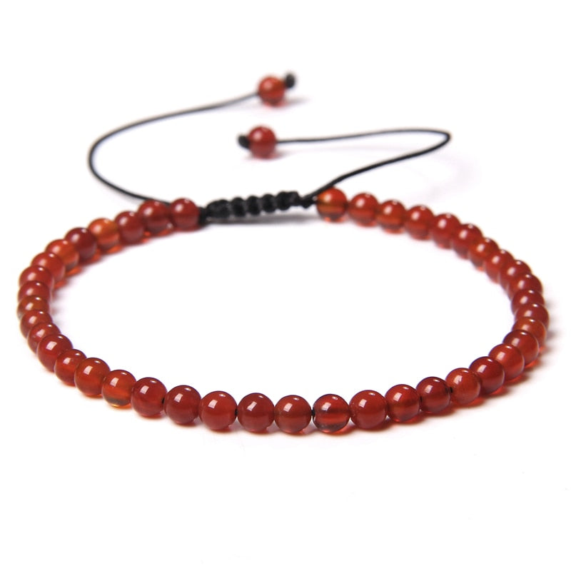 Adjustable 4MM Stone Beads Bracelet