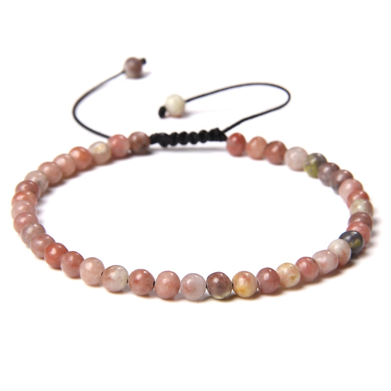 Adjustable 4MM Stone Beads Bracelet