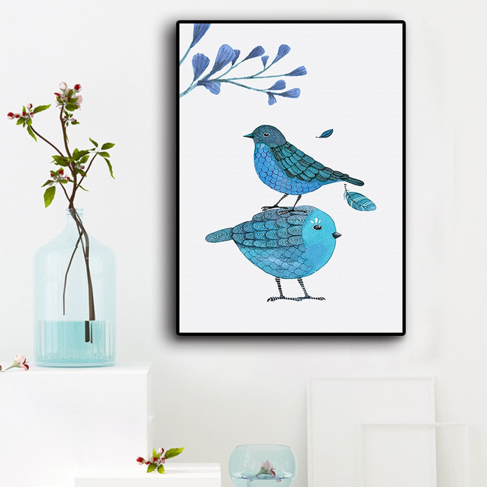Blue Love Bird Canvas Prints freeshipping - Mandala Bloom