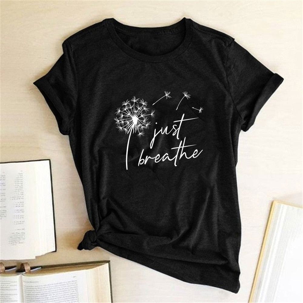 Dandelion 'Just Breathe' TShirt freeshipping - Mandala Bloom