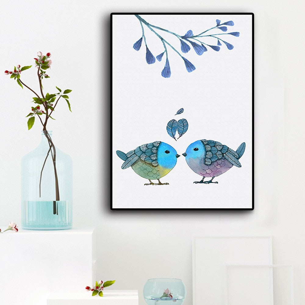 Blue Love Bird Canvas Prints freeshipping - Mandala Bloom