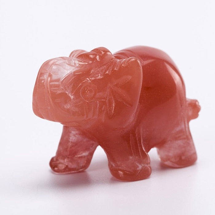 Opal Opalite Tiger eye Elephant Natural stone carved 1.5inch Figurine Chakra Bead Healing Crystal Reiki Feng Shui Free Pouch freeshipping - Mandala Bloom
