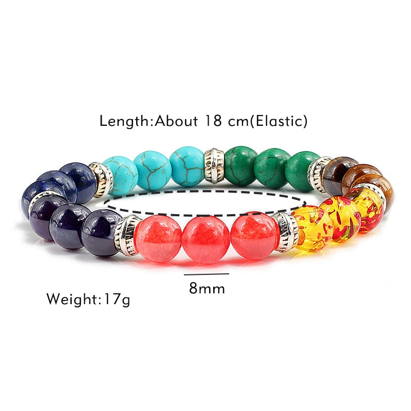 Reiki 7 Chakra Healing Bead Bracelet Natural Stone Mala Pendant Buddha Balance Bracelets for Women Men Yoga Jewelry Dropshipping