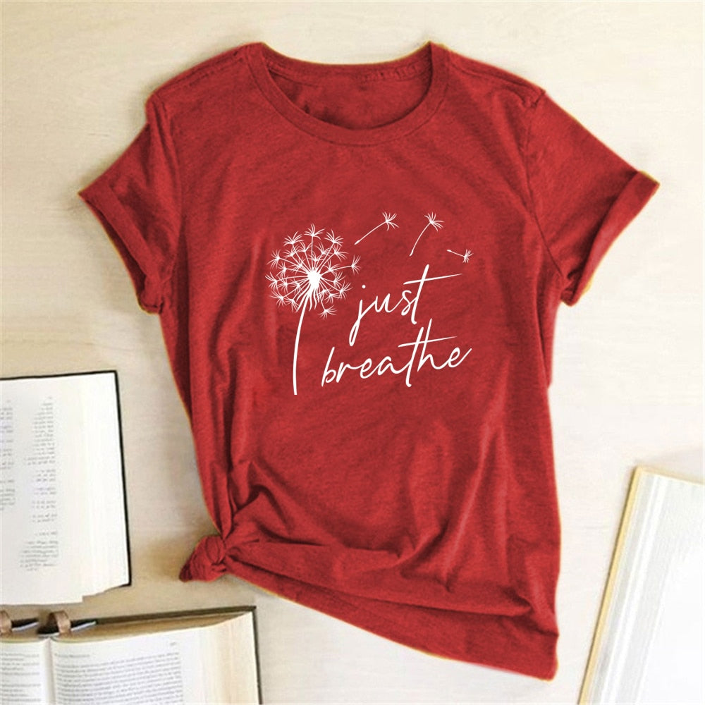 Dandelion 'Just Breathe' TShirt freeshipping - Mandala Bloom