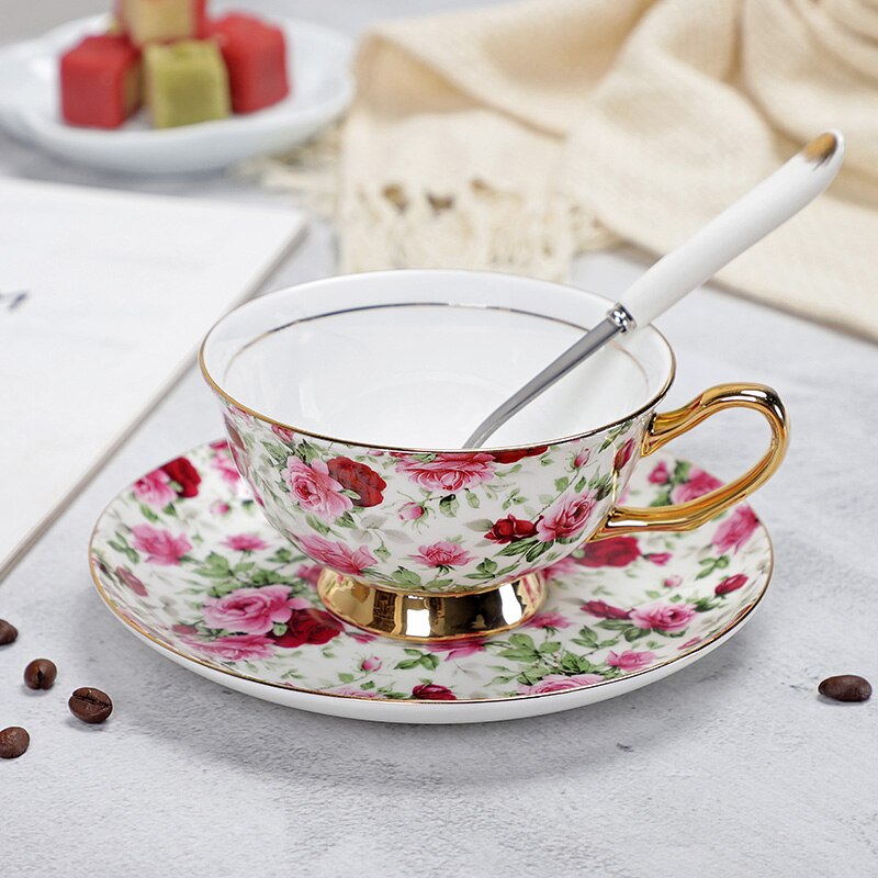 Fine Porcelain Tea Cups And Saucers High-Grade Bone China Coffee Cup and Spoon freeshipping - Mandala Bloom