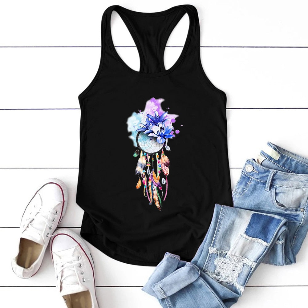 Vintage Flowers Print Women Tank